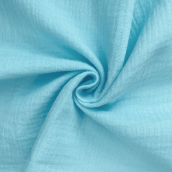 Ткань Муслин Жатый (Ширина 1,4м), цвет Небесно-голубой (на отрез) в Новороссийске