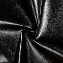 Ткань Дерматин (Кожзам) для мебели (Ширина 138см), цвет Черный (на отрез) в Новороссийске